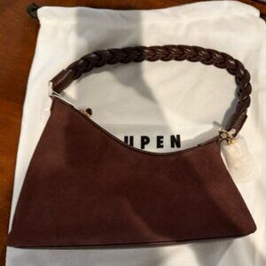 Aupen Brown Braided Handle Women's Bag